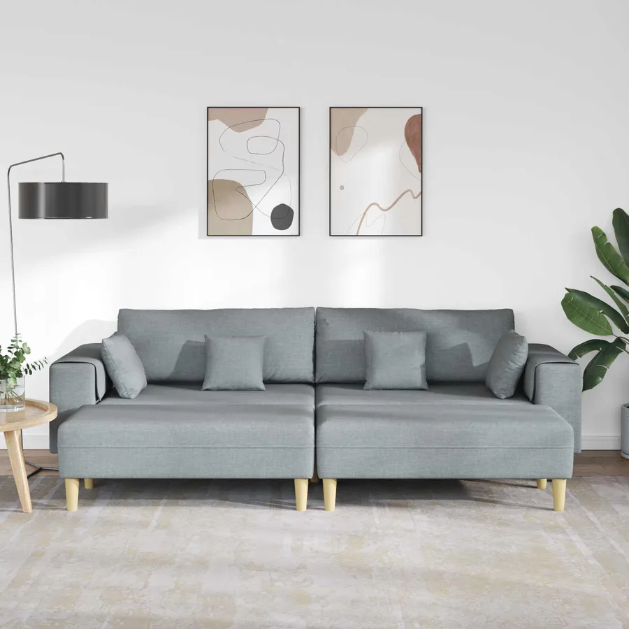 Canapé avec coussin 3 pcs Gris clair tissu - 3