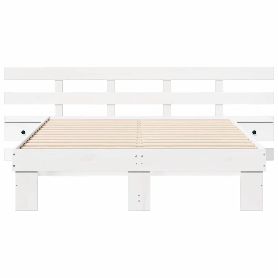 Cadre de lit avec tête de lit Blanc 140 x 190 cm Pin massif - 5