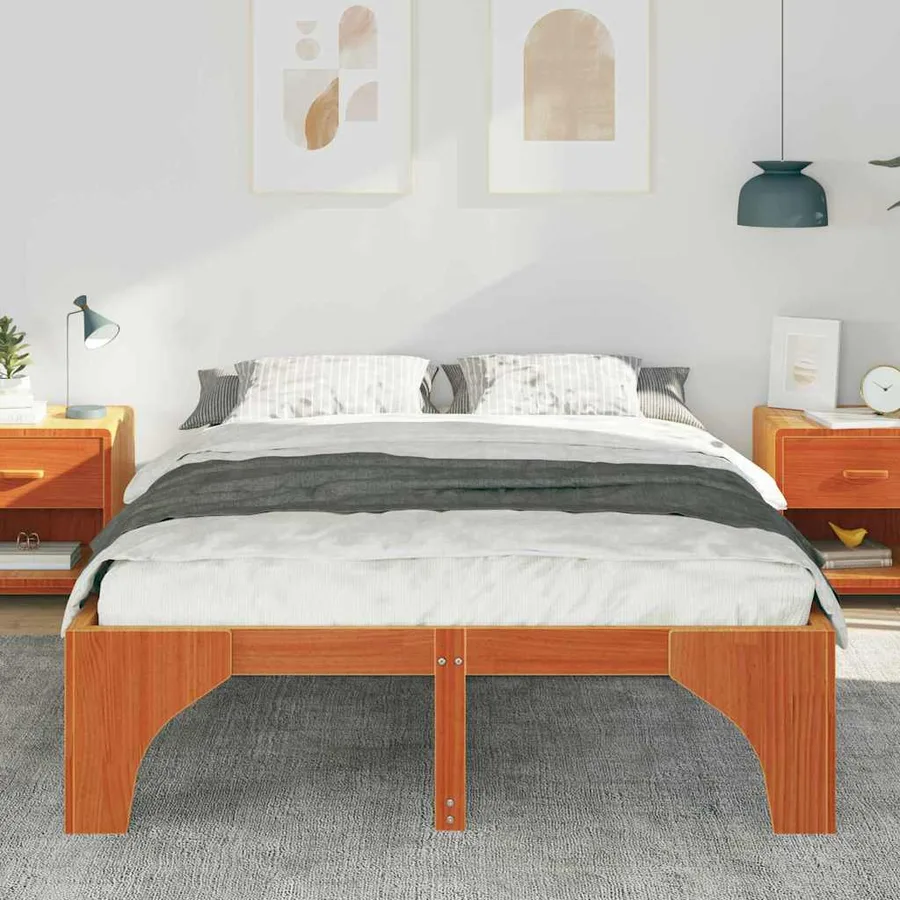 Cadre de lit Marron 140 x 200 cm Pin massif - 3