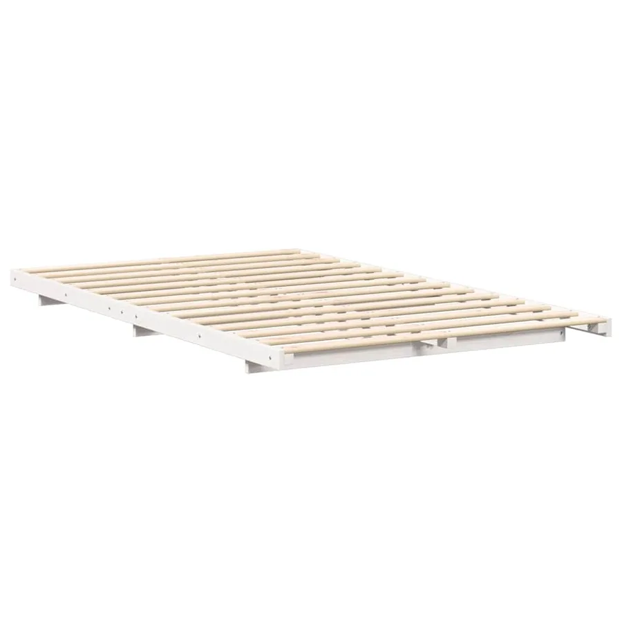 Cadre de lit Blanc 140 x 190 cm Pin massif - 4