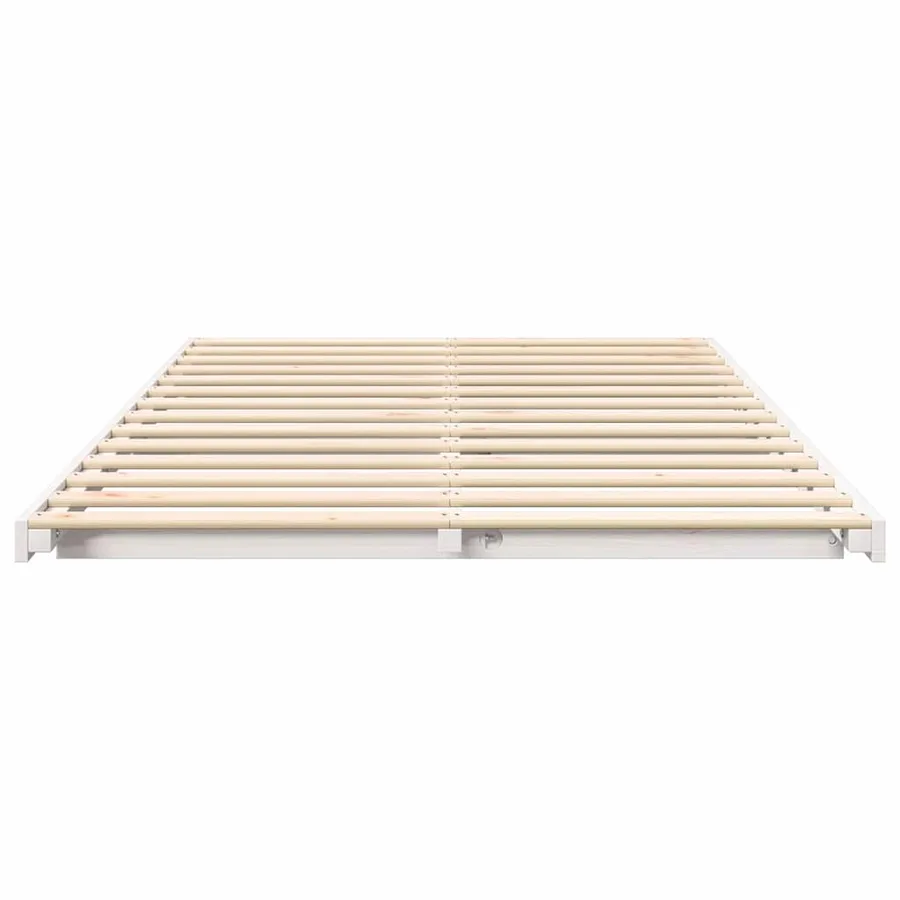Cadre de lit Blanc 140 x 190 cm Pin massif - 5