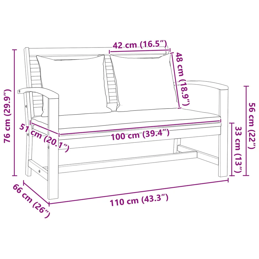 Ensemble banc et table de jardin avec coussin 2 Pièce - 11