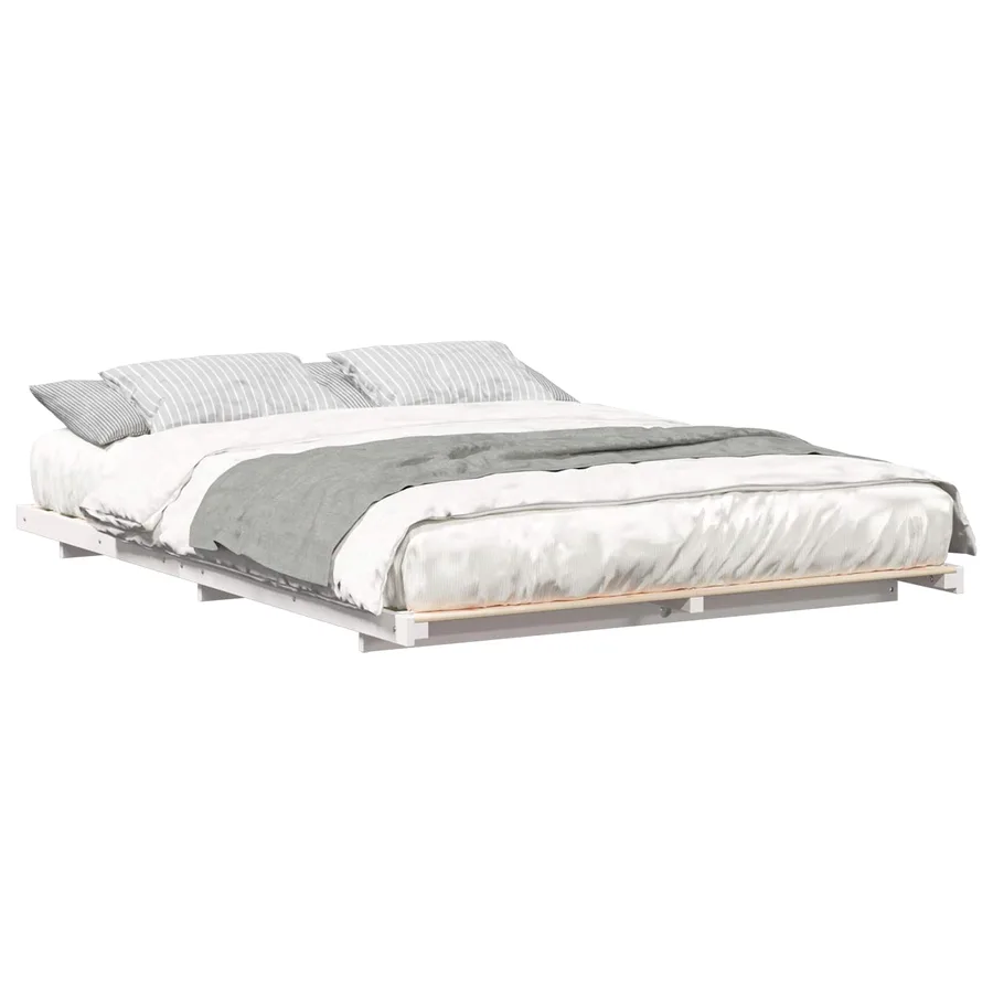 Cadre de lit Blanc 150 x 200 cm Pin massif - 2
