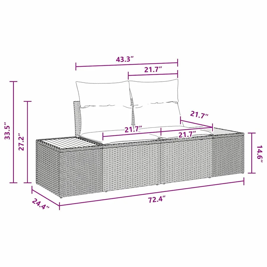 Ensemble de canapé de jardin 7 pcs Gris Poly rotin - 16