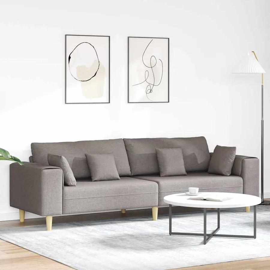 Canapé avec coussin Taupe 250 x 77 x 76 cm tissu