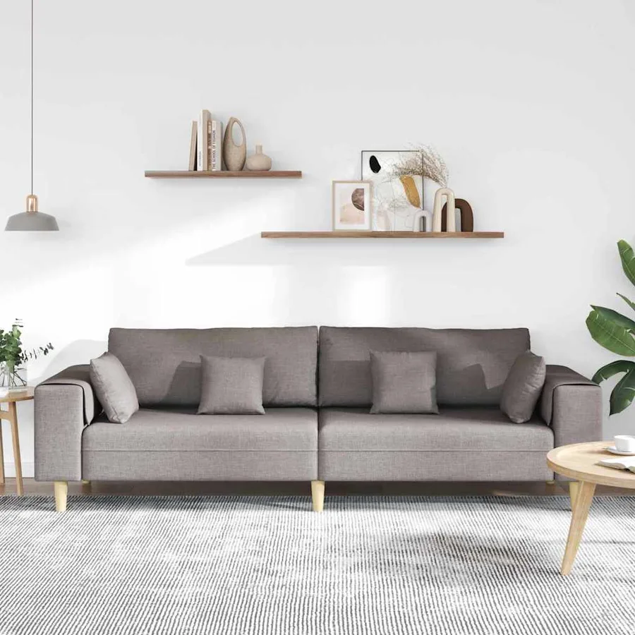 Canapé avec coussin Taupe 250 x 77 x 76 cm tissu - 3
