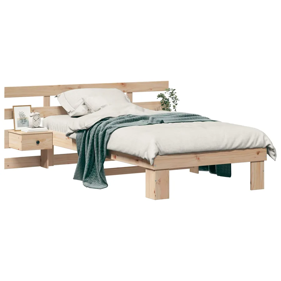 Cadre de lit avec tête de lit Marron 90 x 190 cm Pin massif - 2