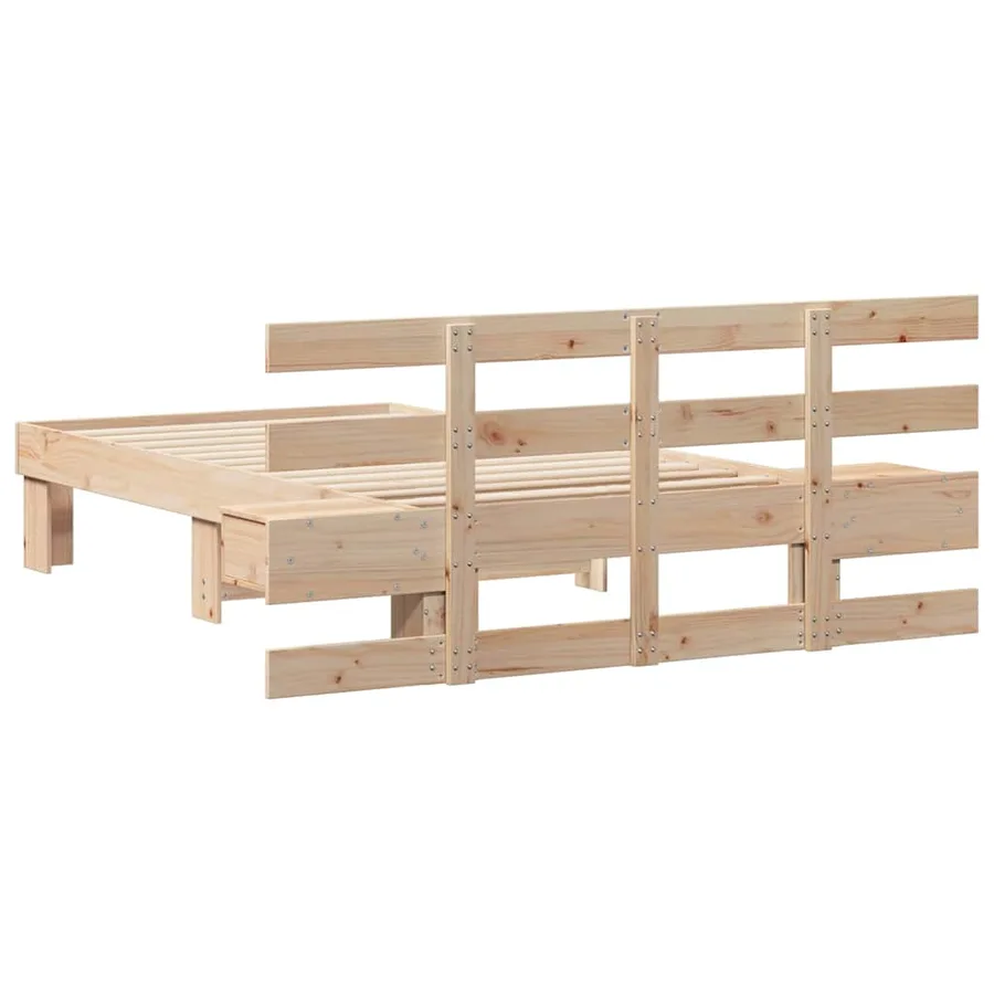 Cadre de lit avec tête de lit Marron 90 x 190 cm Pin massif - 7