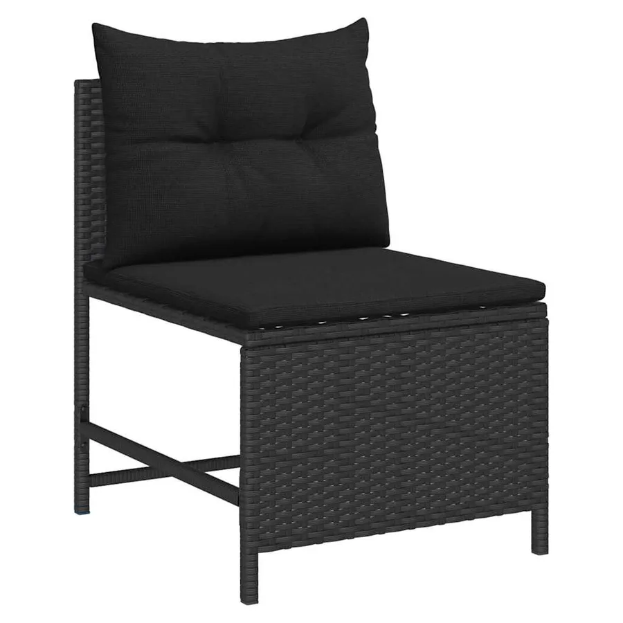 Ensemble de canapé de jardin avec coussin 6 pcs Noir polyrotin - 5