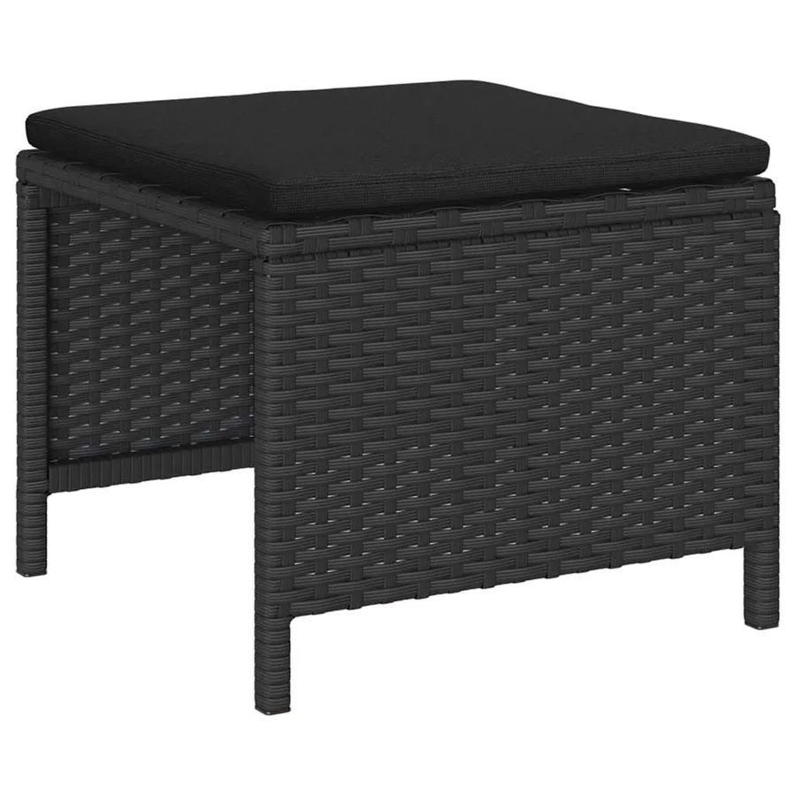 Ensemble de canapé de jardin avec coussin 6 pcs Noir polyrotin - 6