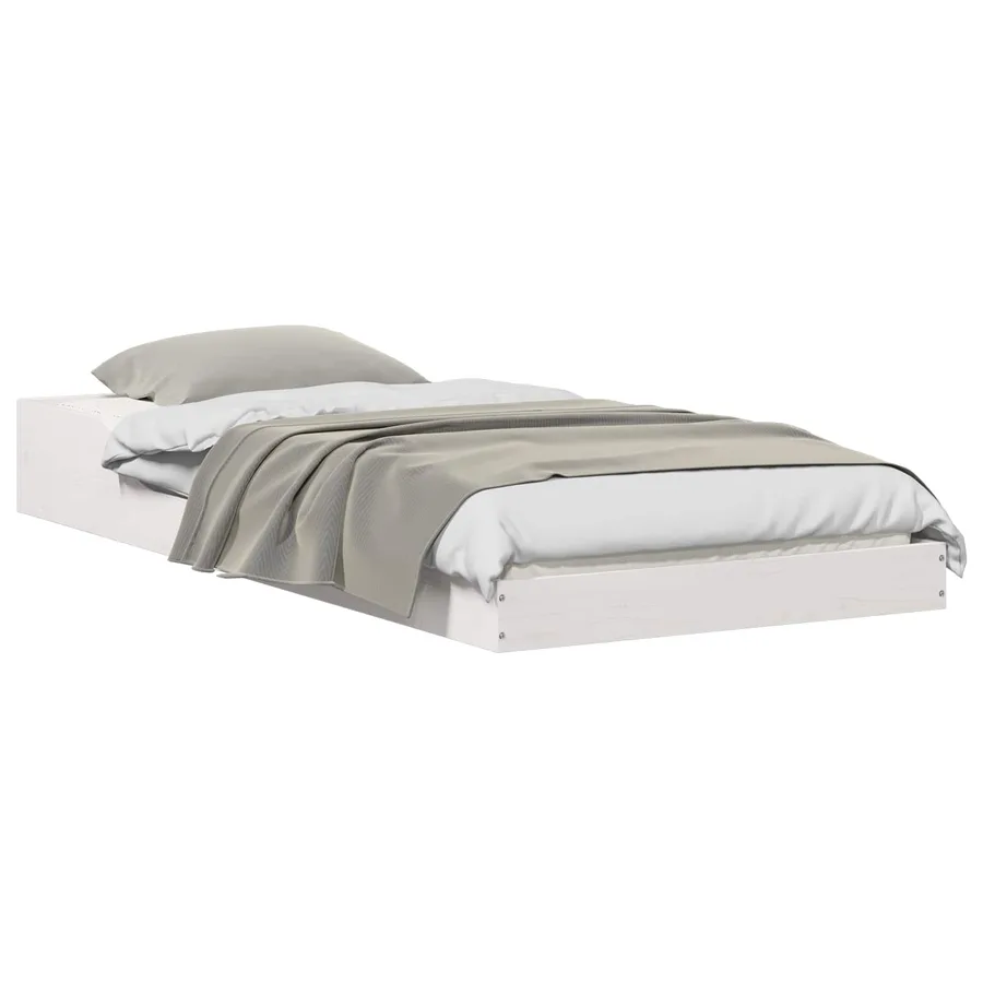 Cadre de lit Blanc 90 x 190 cm Pin massif - 2