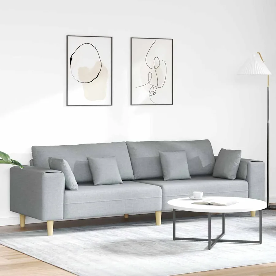 Canapé avec coussin Gris clair 250 x 77 x 76 cm tissu