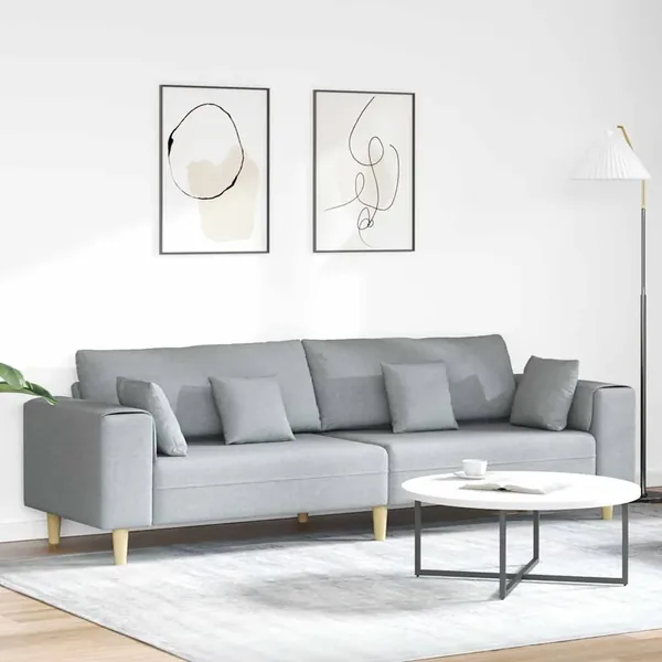 Canapé avec coussin Gris clair 250 x 77 x 76 cm tissu