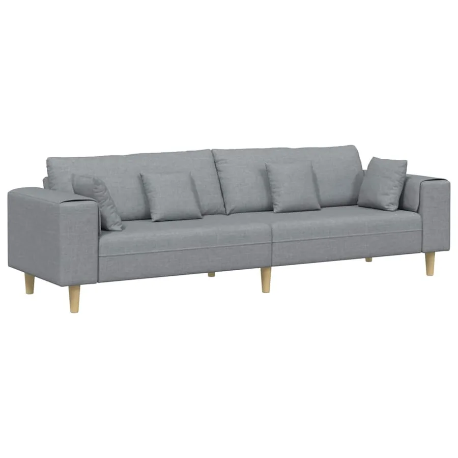 Canapé avec coussin Gris clair 250 x 77 x 76 cm tissu - 2