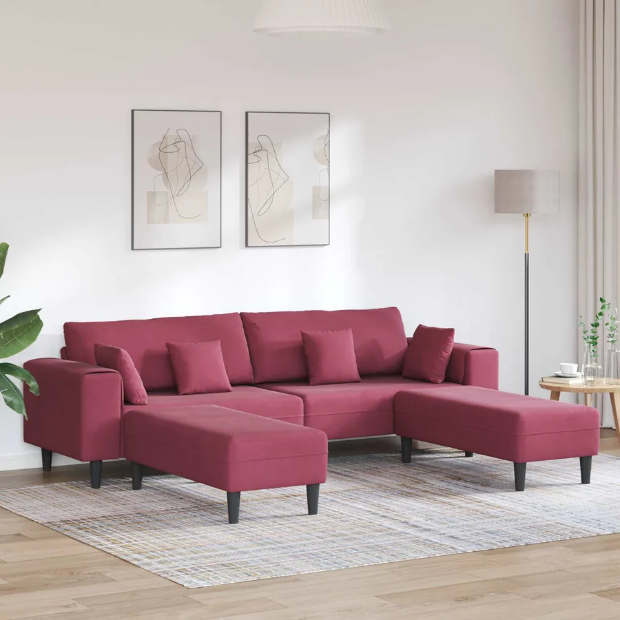 Canapé 3 pcs Bordeaux 250 x 188 x 76 cm Velours