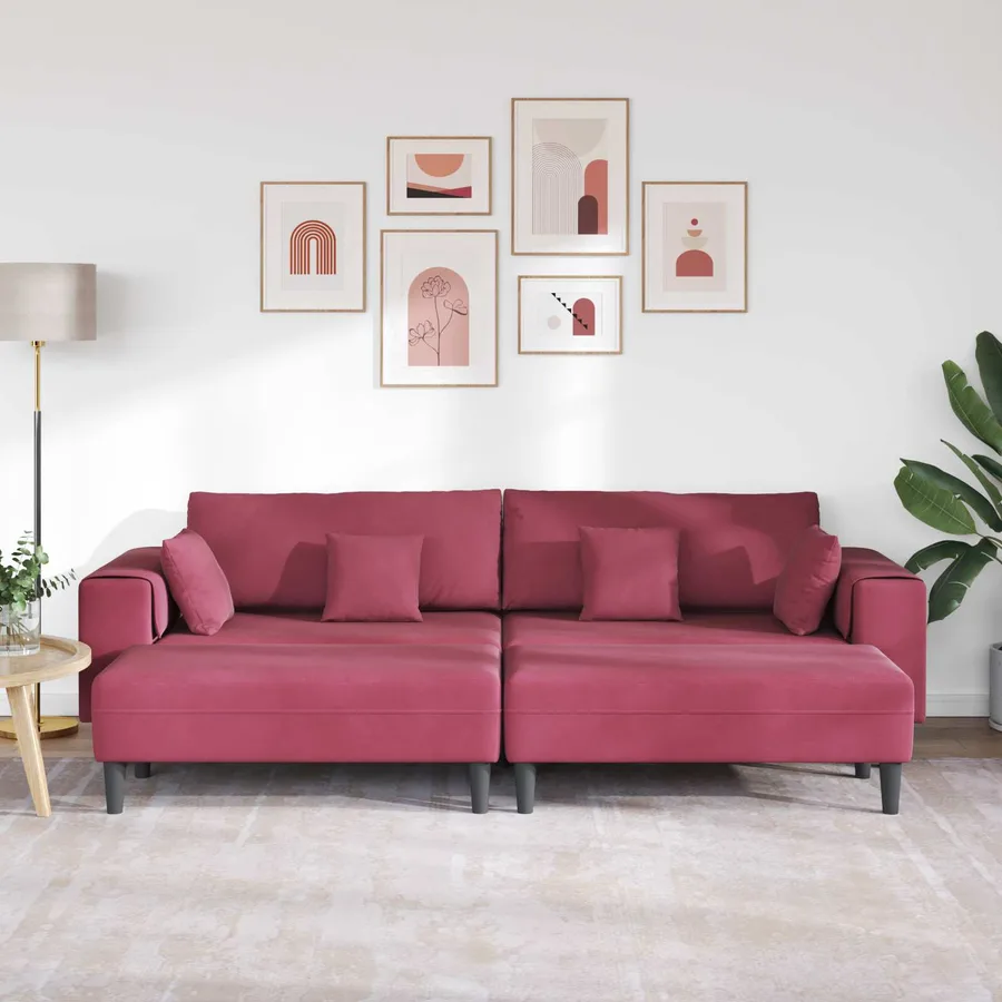 Canapé 3 pcs Bordeaux 250 x 188 x 76 cm Velours - 3