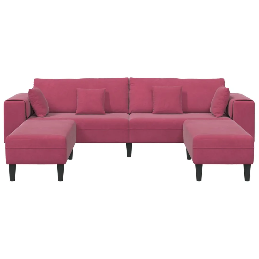 Canapé 3 pcs Bordeaux 250 x 188 x 76 cm Velours - 4