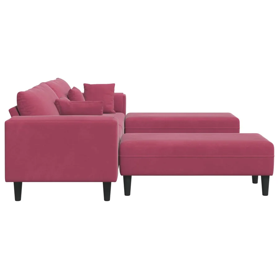 Canapé 3 pcs Bordeaux 250 x 188 x 76 cm Velours - 5