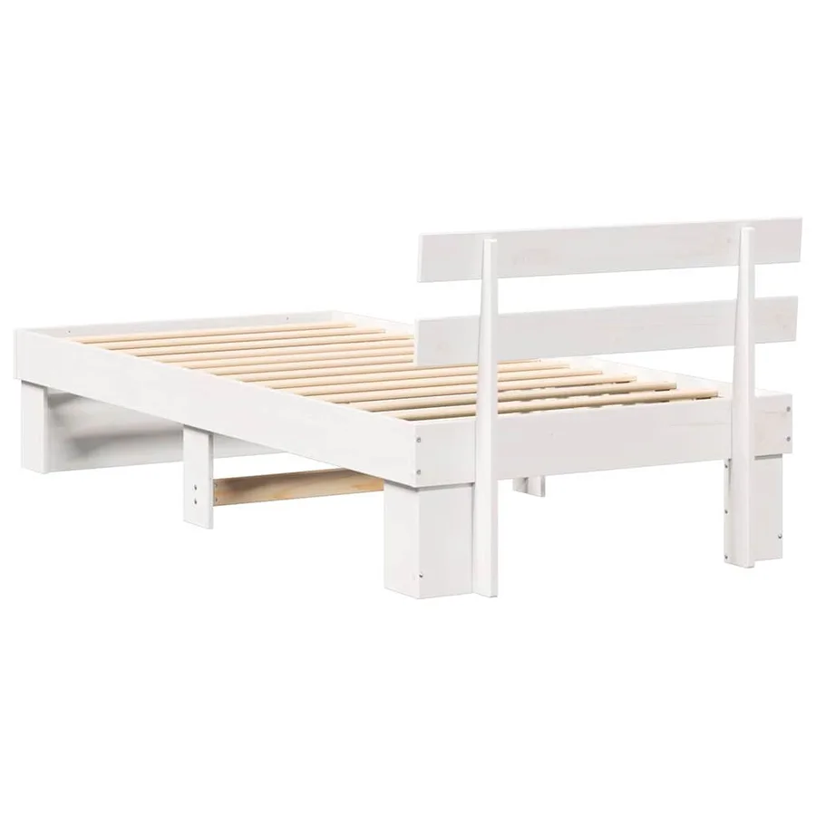 Cadre de lit avec tête de lit Blanc 90 x 200 cm Pin massif - 7