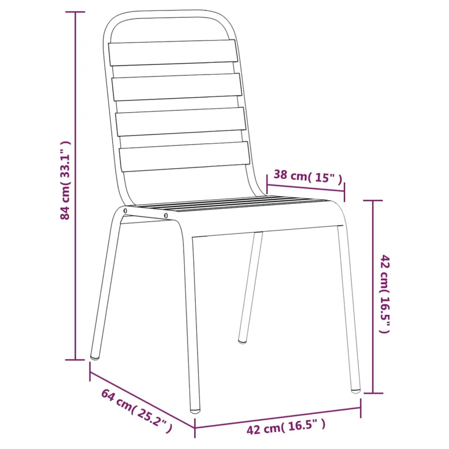 Ensemble à manger de jardin 7 pcs anthracite acier - 10