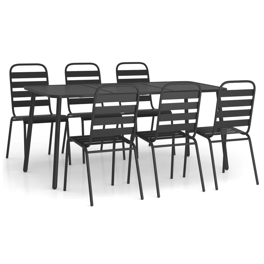 Ensemble à manger de jardin 7 pcs anthracite acier - 2