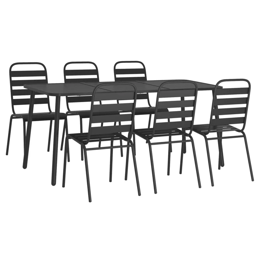 Ensemble à manger de jardin 7 pcs anthracite acier - 3