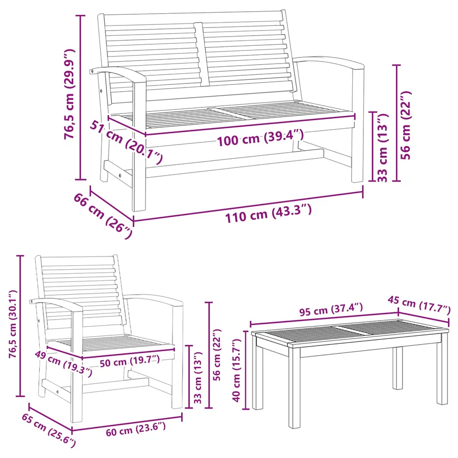 Ensemble de canapé de jardin 5 pcs Naturel Bois de teck massif - 11