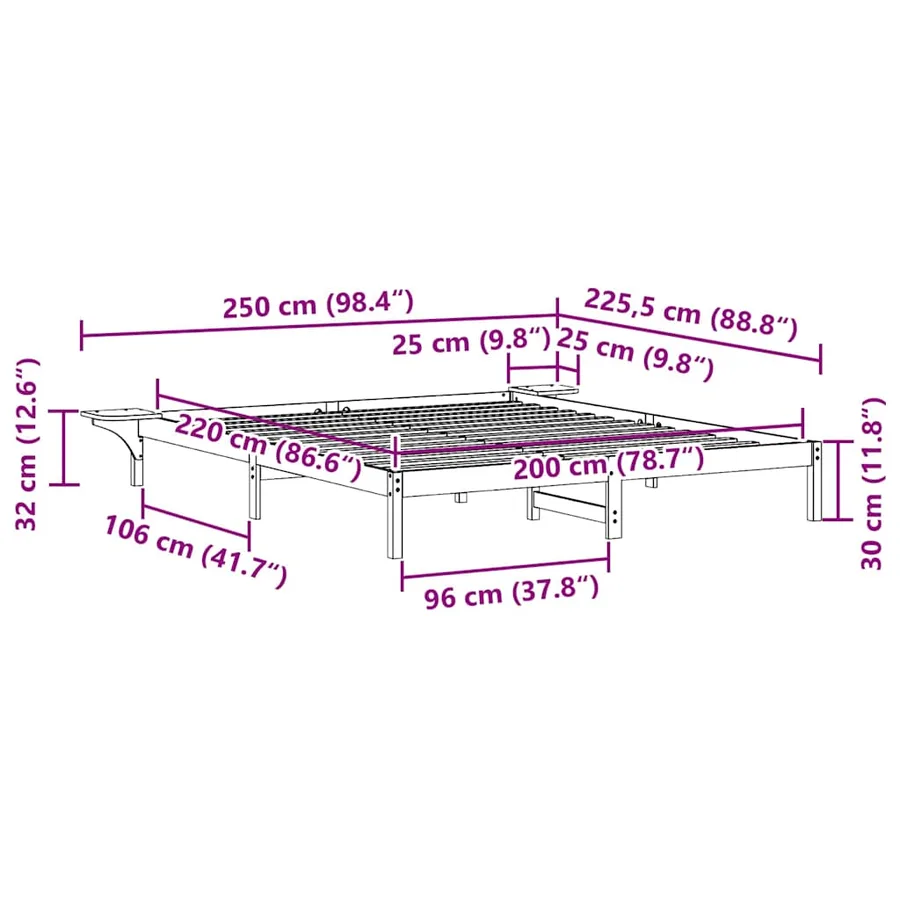 Cadre de lit avec tables de chevet Blanc 200 x 220 cm - 11