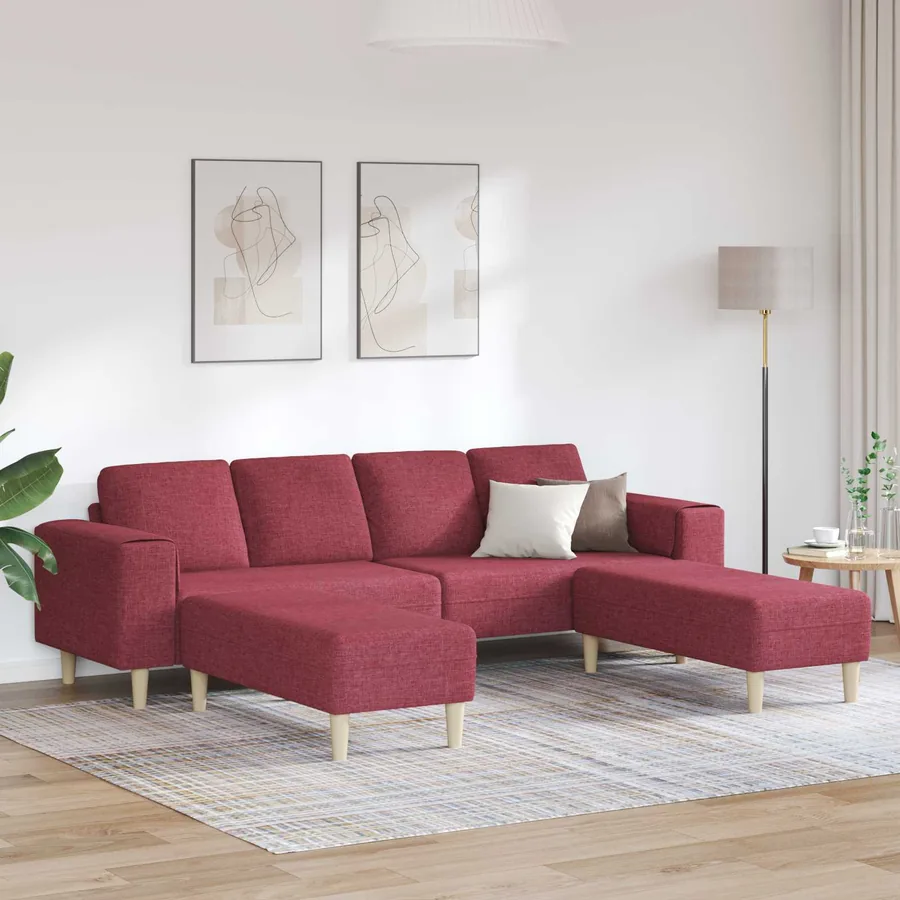 Canapé de salon 3 pcs Bordeaux 250 x 188 x 76 cm Polyester