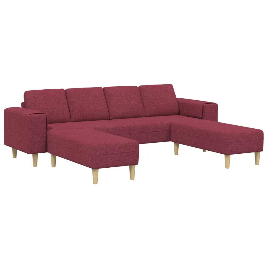 Canapé de salon 3 pcs Bordeaux 250 x 188 x 76 cm Polyester - 2