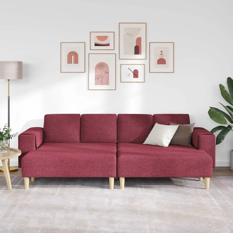 Canapé de salon 3 pcs Bordeaux 250 x 188 x 76 cm Polyester - 3