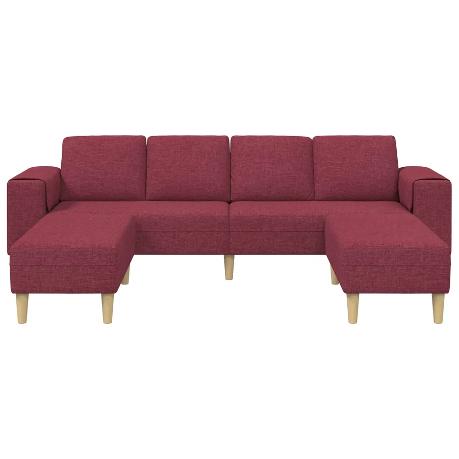 Canapé de salon 3 pcs Bordeaux 250 x 188 x 76 cm Polyester - 4