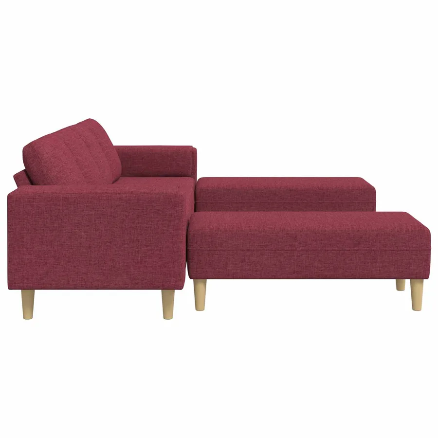 Canapé de salon 3 pcs Bordeaux 250 x 188 x 76 cm Polyester - 5