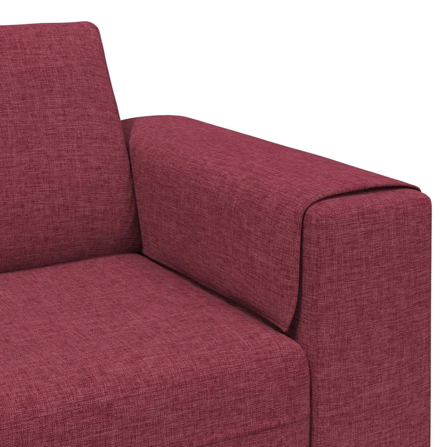 Canapé de salon 3 pcs Bordeaux 250 x 188 x 76 cm Polyester - 7
