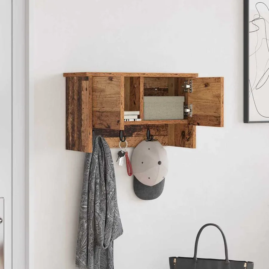Porte-manteau mural avec étagère Bois ancien 50 x 20 x 30 cm - 4