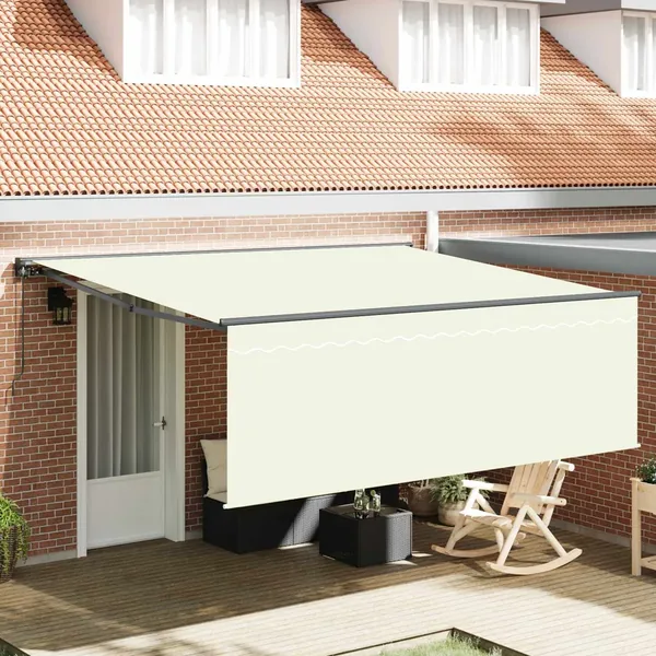 Auvent Rétractable Crème 400 × 300 cm Polyester et Aluminium