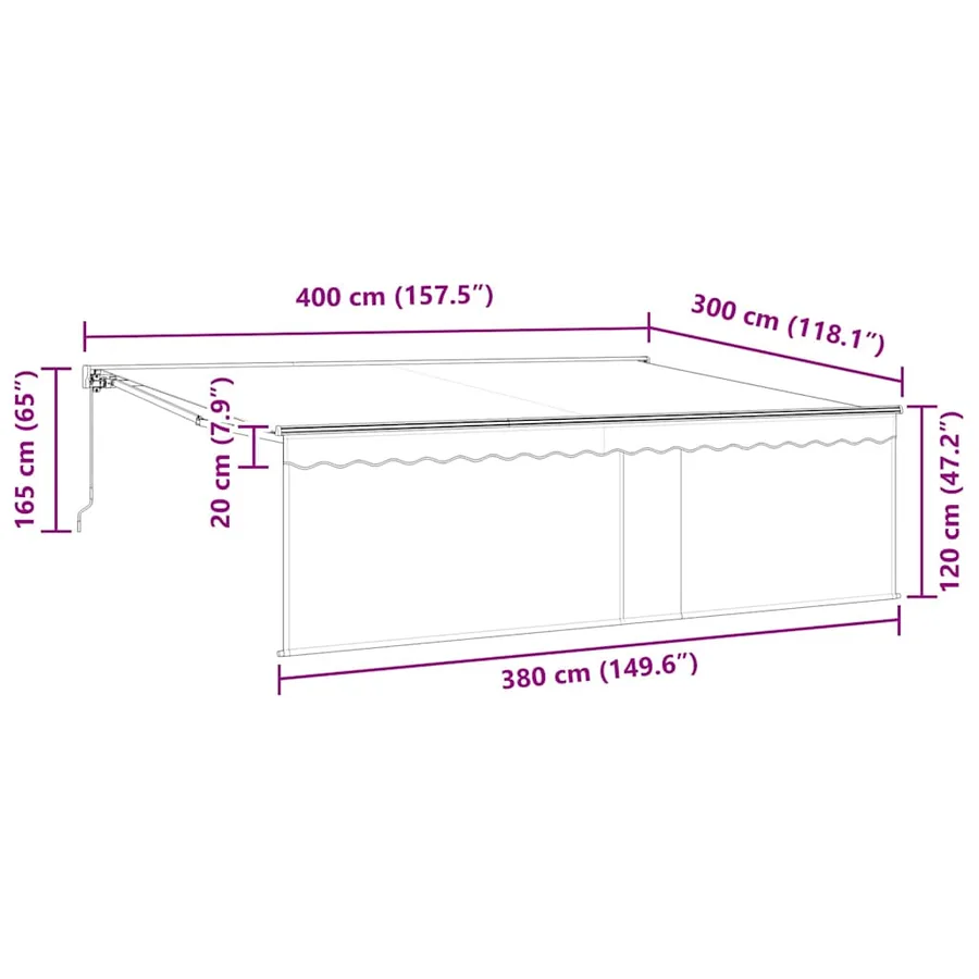 Auvent Rétractable Crème 400 × 300 cm Polyester et Aluminium - 13
