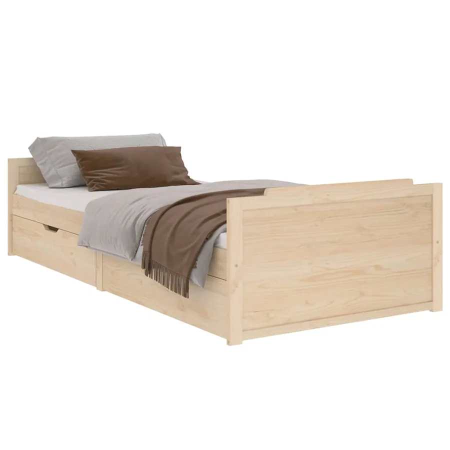 Cadre de lit sans matelas bois de pin massif 90x200 cm - 2
