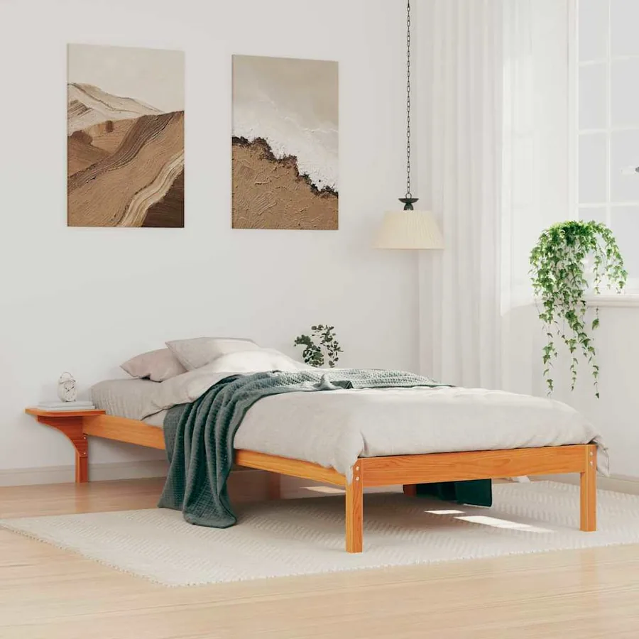 Cadre de lit avec tables de chevet Brun cire 90 x 210 cm