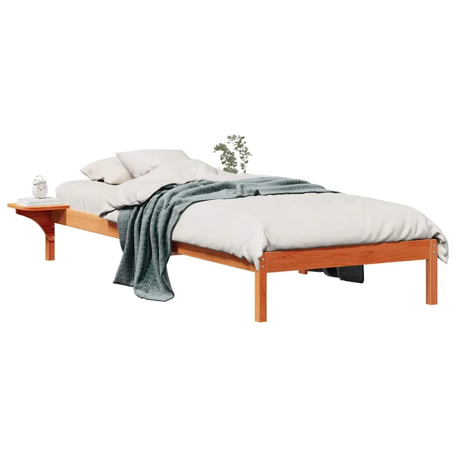 Cadre de lit avec tables de chevet Brun cire 90 x 210 cm - 3