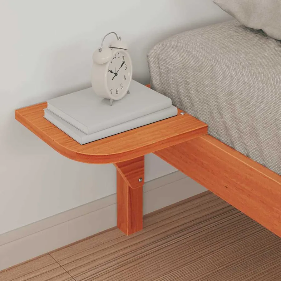 Cadre de lit avec tables de chevet Brun cire 90 x 210 cm - 4