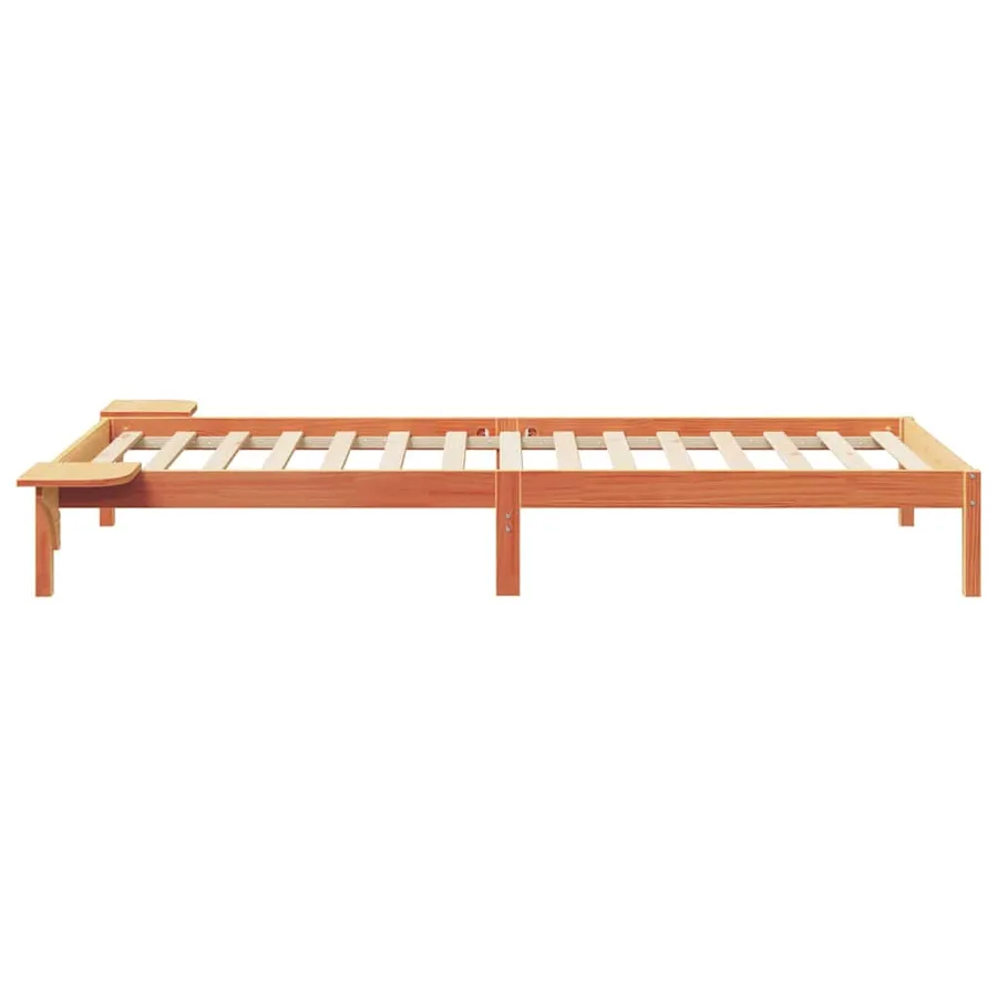 Cadre de lit avec tables de chevet Brun cire 90 x 210 cm - 6