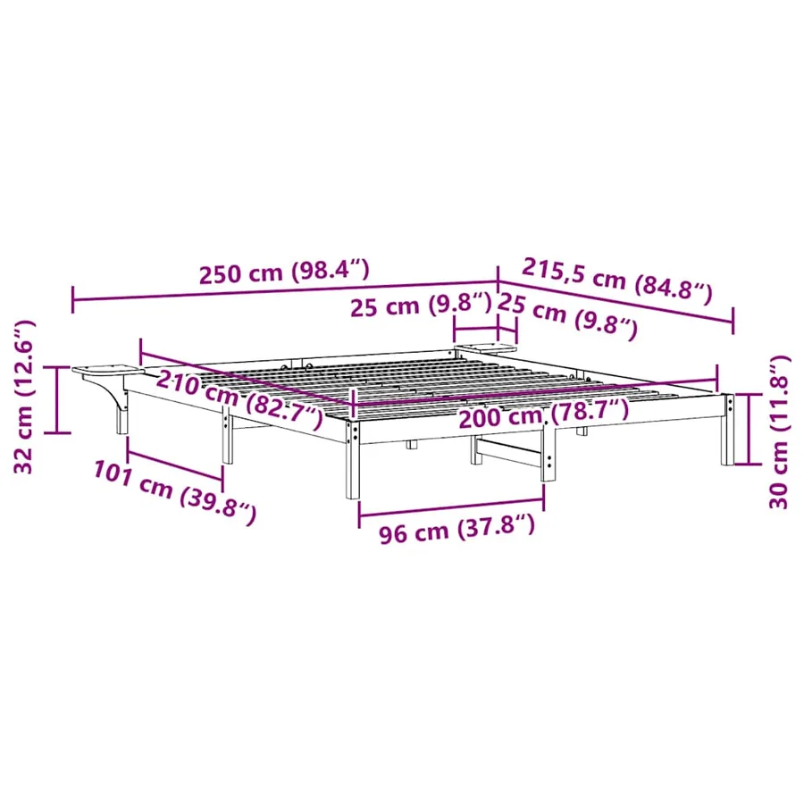 Cadre de lit avec tables de chevet Blanc 200 x 210 cm - 11