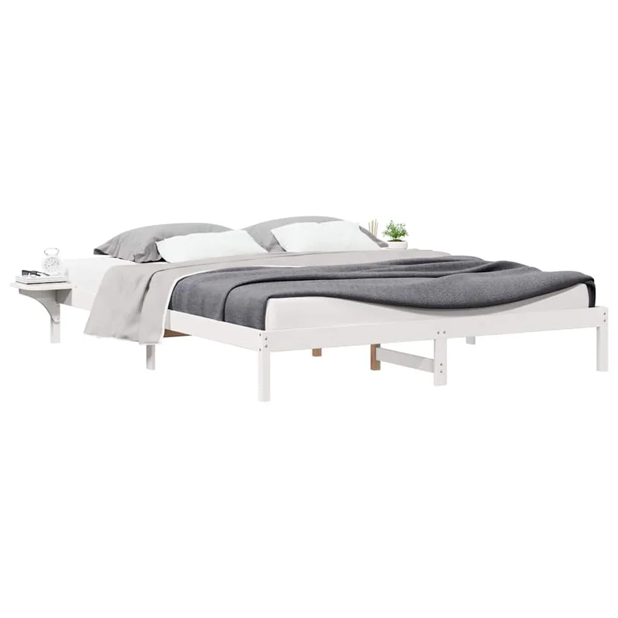 Cadre de lit avec tables de chevet Blanc 200 x 210 cm - 3