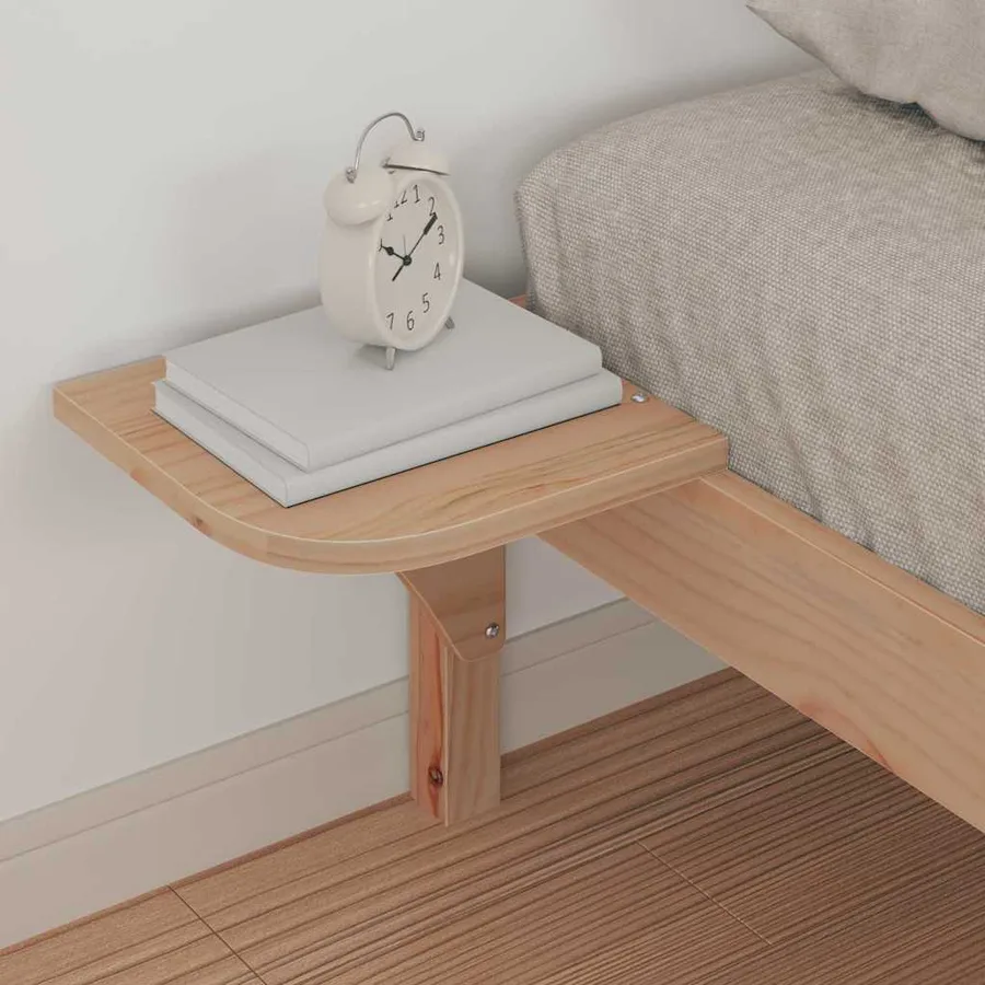 Cadre de lit avec tables de chevet Naturel 90 x 210 cm - 4
