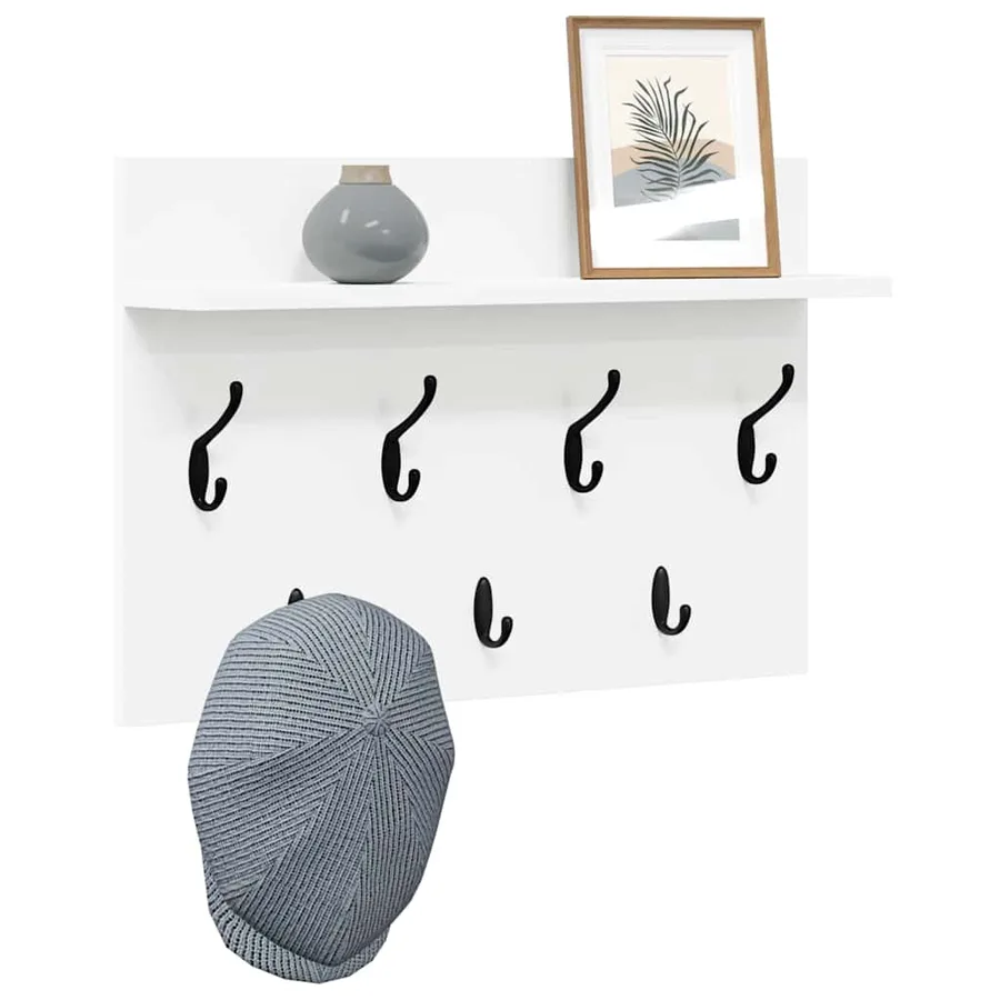 Porte-manteau mural Blanc 60 x 40 x 12 cm Bois d'ingénierie - 3