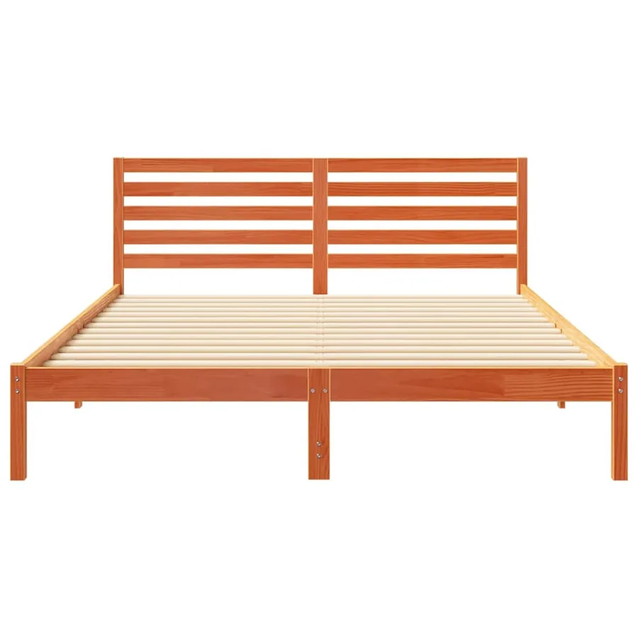 Cadre de lit avec tête de lit Brun cire 160 x 210 cm Pin massif - 5