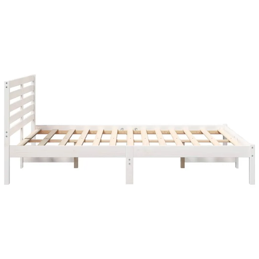 Cadre de lit avec tête de lit Blanc 135 x 190 cm Pin massif - 6