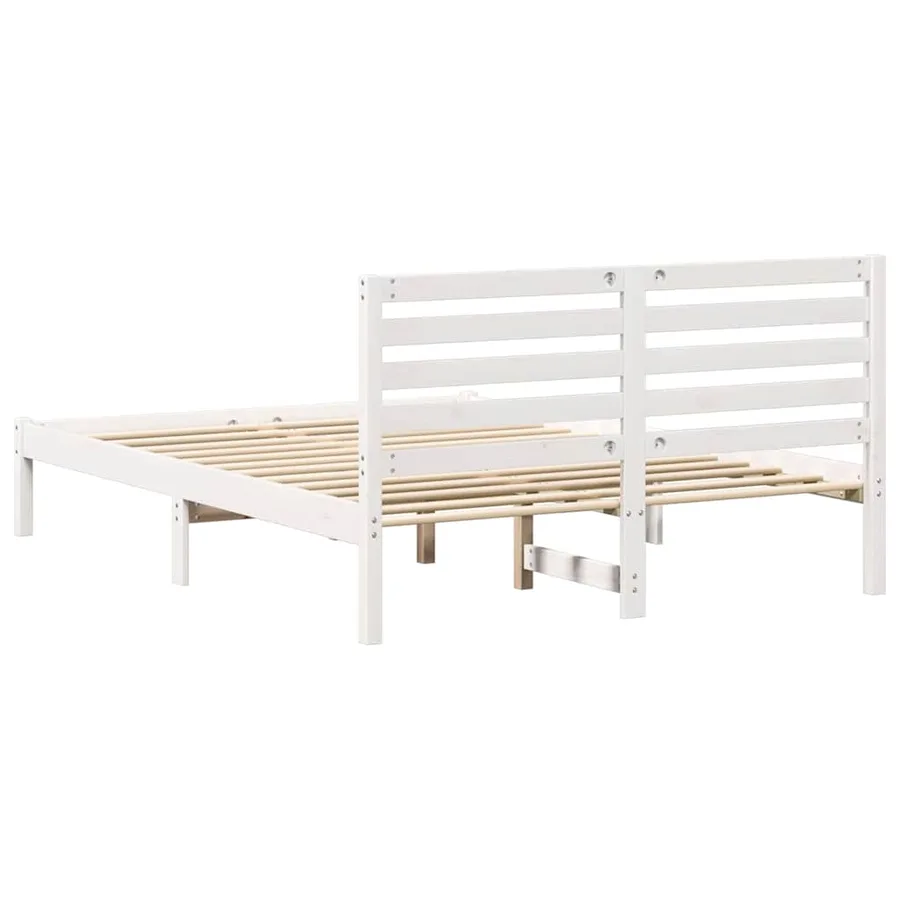 Cadre de lit avec tête de lit Blanc 135 x 190 cm Pin massif - 7
