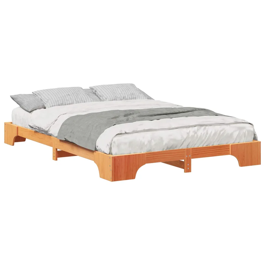 Cadre de lit Marron 140 x 220 cm Pin massif - 2